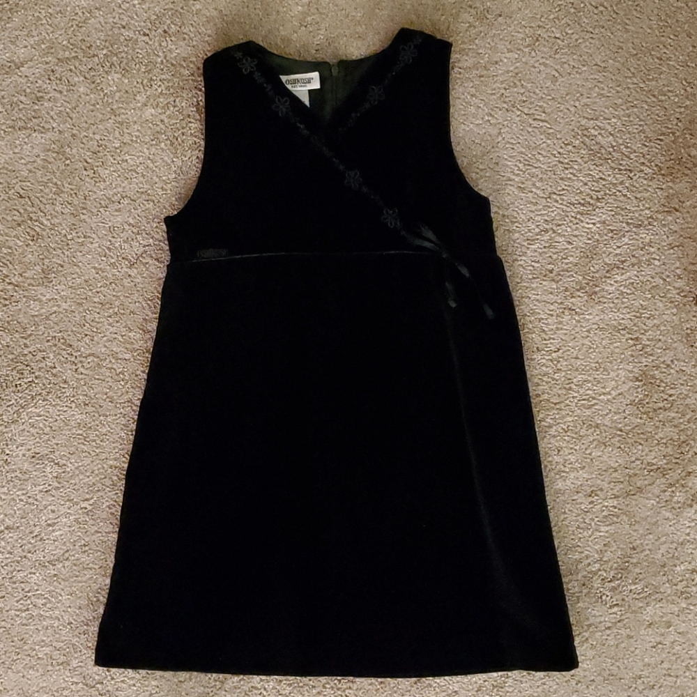 Girls Velour Black Dress -size 8